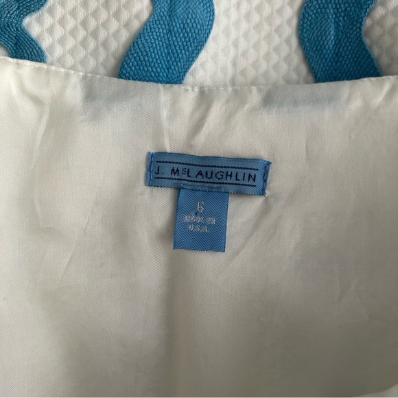 J. McLaughlin Skirt 6 Bric Brac Trim blue white quilted - Picture 8 of 10